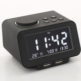 Maxbell Multifunctional Digital Alarm Clock  USB Hotel Radio Clock-UK  Black