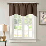 Max Short Curtain Panel Solid Color Valance for Kitchen Windows Coffee