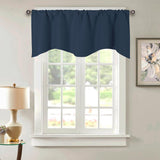 Max Short Curtain Panel Solid Color Valance for Kitchen Windows Dark Blue