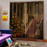 Max Christmas Castle Waterproof Living Room Bedroom Window Drapes 2 Panel Set