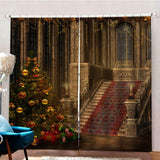 Max Christmas Castle Waterproof Living Room Bedroom Window Drapes 2 Panel Set