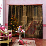 Max Christmas Castle Waterproof Living Room Bedroom Window Drapes 2 Panel Set