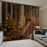 Max Christmas Castle Waterproof Living Room Bedroom Window Drapes 2 Panel Set