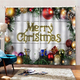 Max Cute Christmas Ball Waterproof Living Room Bedroom Window Drapes 2 Panel Set