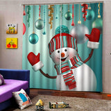 Max Lovely Xmas Snowman Waterproof Living Room Bedroom Window Drapes 2 Panel Set