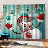 Max Lovely Xmas Snowman Waterproof Living Room Bedroom Window Drapes 2 Panel Set