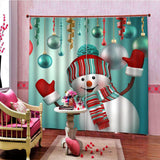 Max Lovely Xmas Snowman Waterproof Living Room Bedroom Window Drapes 2 Panel Set