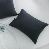 Max Maxb Solid Color Polyester Pillow Case Cushion Cover with Ties 2-in-1 Dark Blue