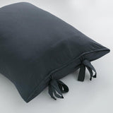 Max Maxb Solid Color Polyester Pillow Case Cushion Cover with Ties 2-in-1 Dark Blue