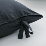 Max Maxb Solid Color Polyester Pillow Case Cushion Cover with Ties 2-in-1 Dark Blue