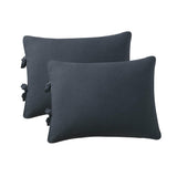 Max Maxb Solid Color Polyester Pillow Case Cushion Cover with Ties 2-in-1 Dark Blue