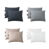 Max Maxb Solid Color Polyester Pillow Case Cushion Cover with Ties 2-in-1 Dark Blue