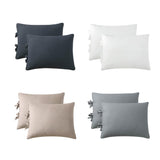 Max Maxb Solid Color Polyester Pillow Case Cushion Cover with Ties 2-in-1 Dark Blue
