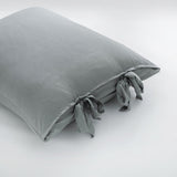 Solid Color Polyester Pillow Case Cushion Cover with Ties 2-in-1 Light Gray