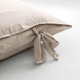 Max Maxb Solid Color Polyester Pillow Case Cushion Cover with Ties 2-in-1 Beige