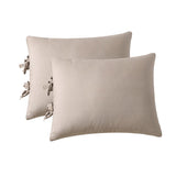 Max Maxb Solid Color Polyester Pillow Case Cushion Cover with Ties 2-in-1 Beige