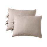 Max Maxb Solid Color Polyester Pillow Case Cushion Cover with Ties 2-in-1 Beige