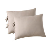 Max Maxb Solid Color Polyester Pillow Case Cushion Cover with Ties 2-in-1 Beige