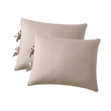 Max Maxb Solid Color Polyester Pillow Case Cushion Cover with Ties 2-in-1 Beige