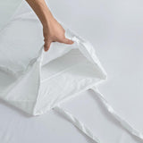 Max Maxb Solid Color Polyester Pillow Case Cushion Cover with Ties 2-in-1 White