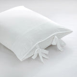 Max Maxb Solid Color Polyester Pillow Case Cushion Cover with Ties 2-in-1 White