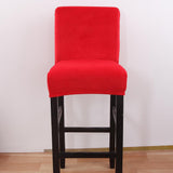 Max Stretch Short Low Back Chair Cover Bar Counter Stool Slipcover Red