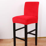 Max Stretch Short Low Back Chair Cover Bar Counter Stool Slipcover Red