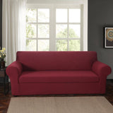 Max 2-Piece Sofa Cover Slipcover Furniture Protector 3 Cushion Couch Wine Red
