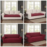 Max 2-Piece Sofa Cover Slipcover Furniture Protector 3 Cushion Couch Wine Red
