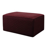 Max Storage Ottoman Stool Cover Footstool Stretch Grid Slipcover Wine Red