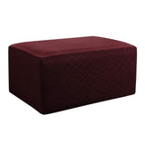Max Storage Ottoman Stool Cover Footstool Stretch Grid Slipcover Wine Red