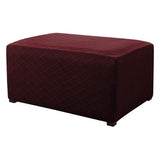 Max Storage Ottoman Stool Cover Footstool Stretch Grid Slipcover Wine Red
