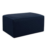 Max Storage Ottoman Stool Cover Footstool Stretch Grid Slipcover Dark Blue