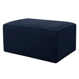Max Storage Ottoman Stool Cover Footstool Stretch Grid Slipcover Dark Blue