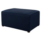 Max Storage Ottoman Stool Cover Footstool Stretch Grid Slipcover Dark Blue