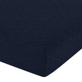 Max Storage Ottoman Stool Cover Footstool Stretch Grid Slipcover Dark Blue