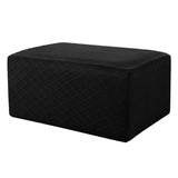 Max Storage Ottoman Stool Cover Footstool Stretch Grid Slipcover Black