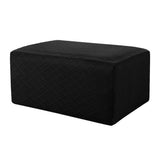 Max Storage Ottoman Stool Cover Footstool Stretch Grid Slipcover Black