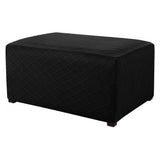 Max Storage Ottoman Stool Cover Footstool Stretch Grid Slipcover Black