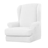 Max Jacquard Stretch Wing Back Armchair Cover Wingback Sofa Slipcover White