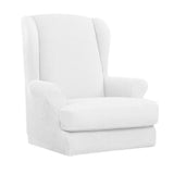 Max Jacquard Stretch Wing Back Armchair Cover Wingback Sofa Slipcover White