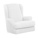 Max Jacquard Stretch Wing Back Armchair Cover Wingback Sofa Slipcover White