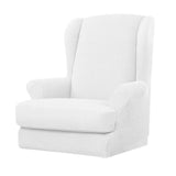 Max Jacquard Stretch Wing Back Armchair Cover Wingback Sofa Slipcover White