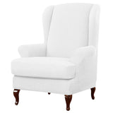 Max Jacquard Stretch Wing Back Armchair Cover Wingback Sofa Slipcover White