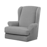 Max Jacquard Stretch Wing Back Armchair Cover Wingback Sofa Slipcover Light Grey