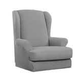 Max Jacquard Stretch Wing Back Armchair Cover Wingback Sofa Slipcover Light Grey