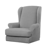 Max Jacquard Stretch Wing Back Armchair Cover Wingback Sofa Slipcover Light Grey