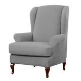 Max Jacquard Stretch Wing Back Armchair Cover Wingback Sofa Slipcover Light Grey