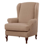 Max Jacquard Stretch Wing Back Armchair Cover Wingback Sofa Slipcover Camel