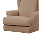 Max Jacquard Stretch Wing Back Armchair Cover Wingback Sofa Slipcover Camel